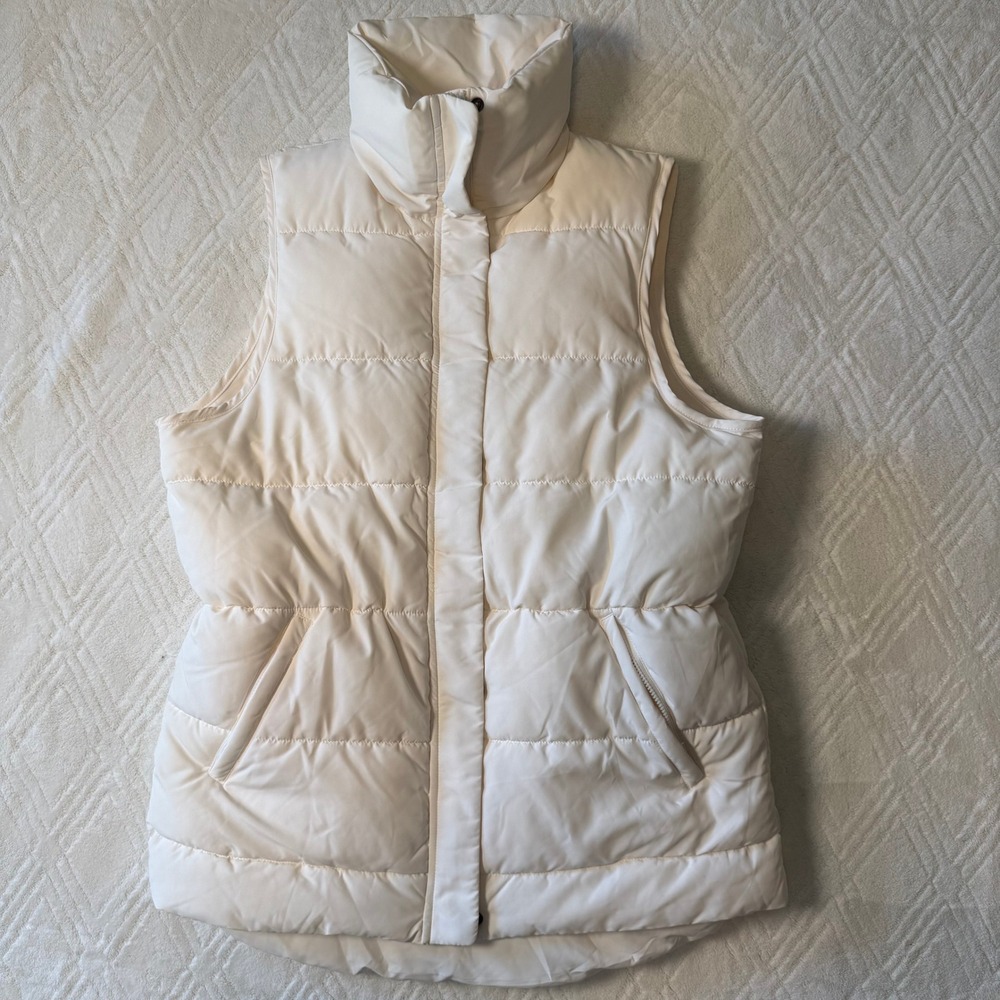 Après Ski Quiet Luxury Splendid x Cella Jane White Puffer Vest S Longline